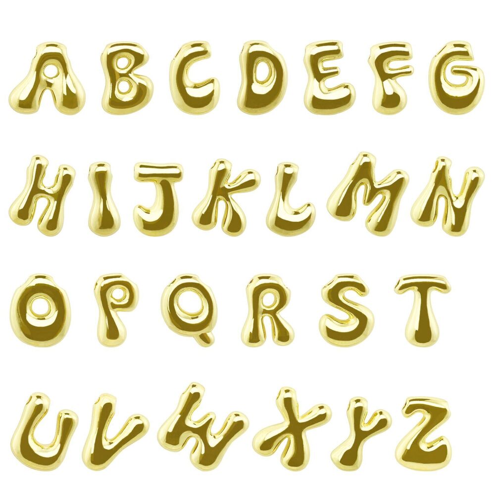 2604 26pcs Initial Letter Charms 18K Gold Plated Brass Big Bubble A-Z